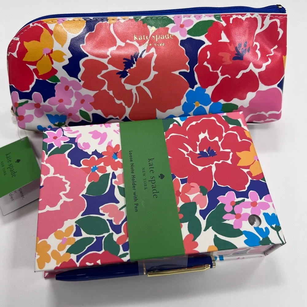 Kate Spade Colorful Floral Pouch and Notebook. 2 Piece Set NWT